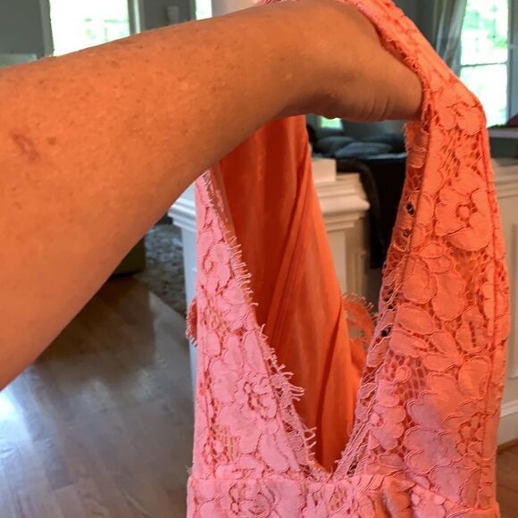 NBD Revolve Peach Eyelash Lace Mini Dress sz S EUC - Picture 5 of 5